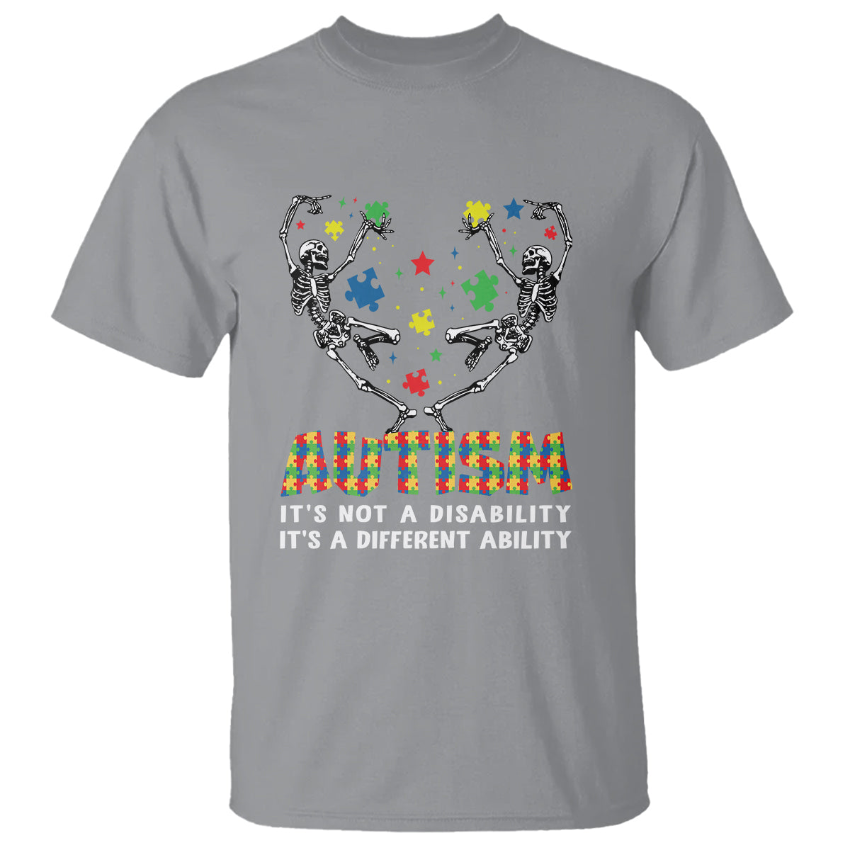 Autism Awareness T Shirt Skeleton It's Not A Disability It's A Different Ability - Wonder Print Shop