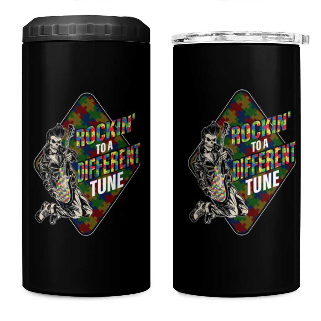 Autism Awareness 4 in 1 Can Cooler Tumbler Rockin' To A Different Tune