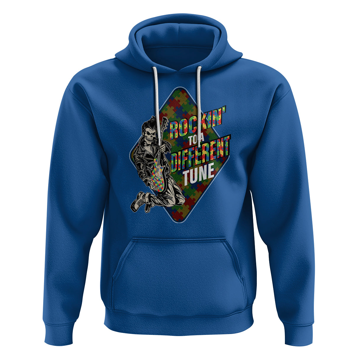 Autism Awareness Hoodie Rockin' To A Different Tune Skeleton - Wonder Print Shop