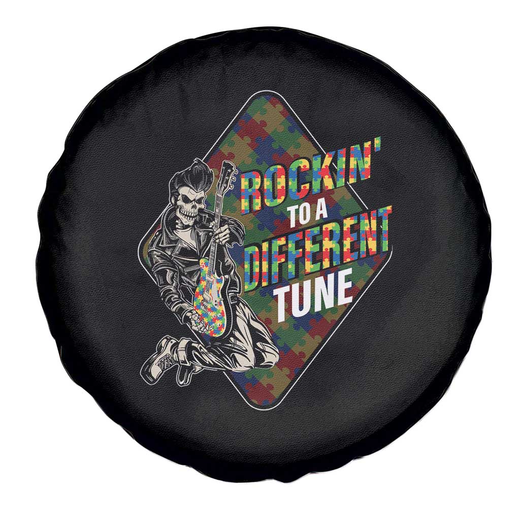 Autism Awareness Spare Tire Cover Rockin' To A Different Tune Skeleton