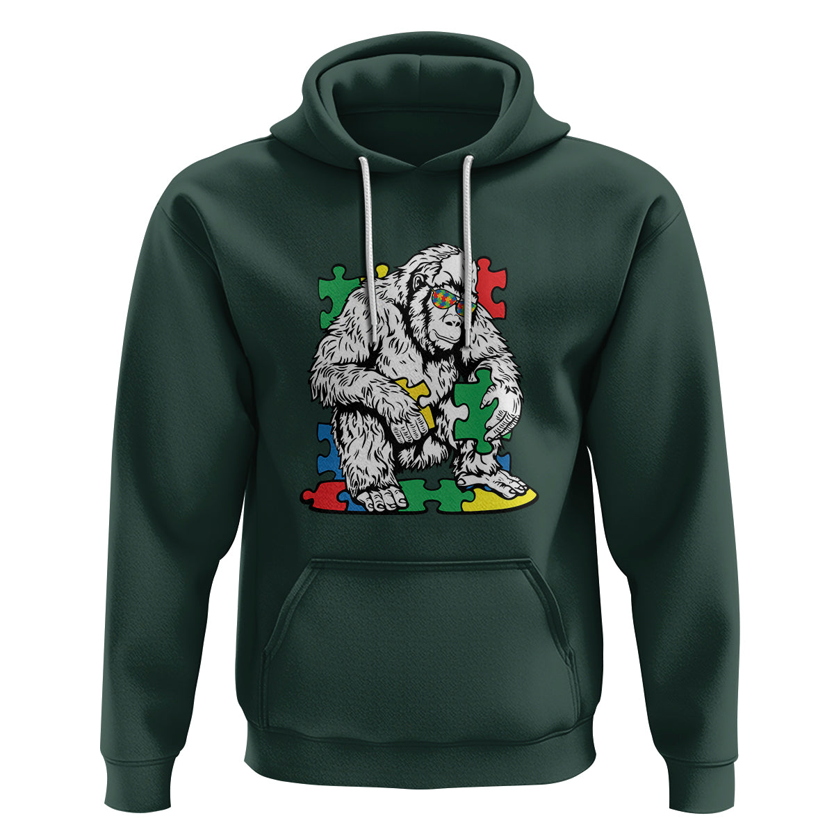 Autism Awareness Bigfoot Puzzle Autistic Warrior Hoodie - Wonder Print Shop