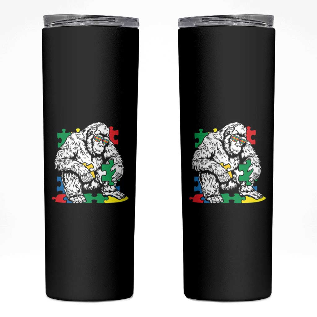Autism Awareness Bigfoot Puzzle Autistic Warrior Skinny Tumbler
