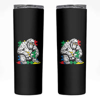 Autism Awareness Bigfoot Puzzle Autistic Warrior Skinny Tumbler