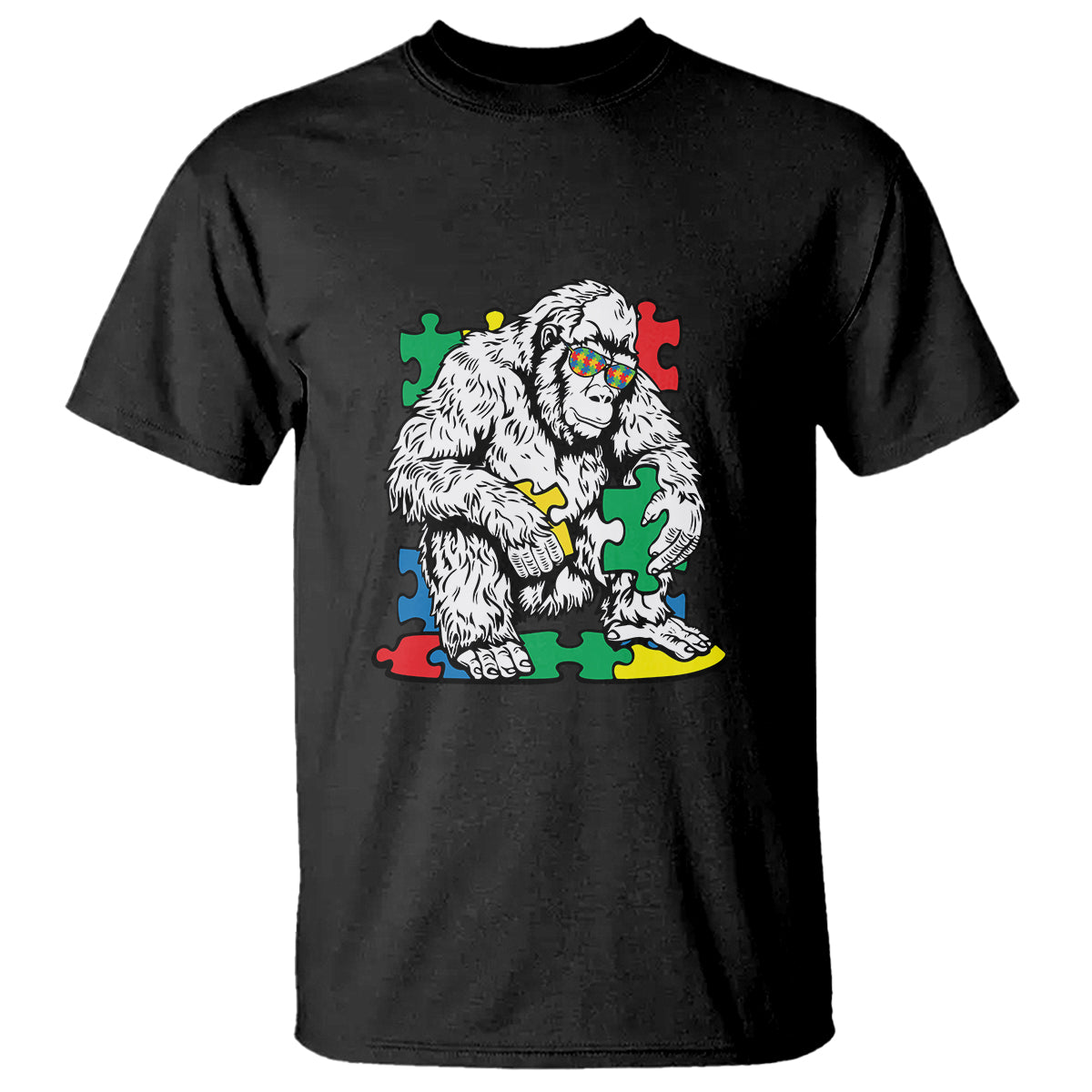 Autism Awareness Bigfoot Puzzle Autistic Warrior T Shirt - Wonder Print Shop