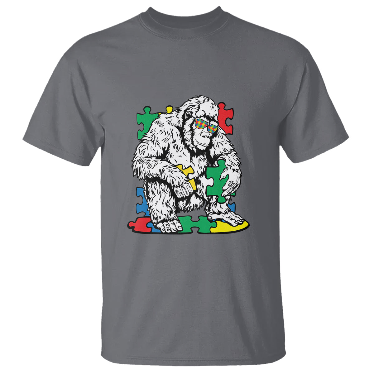Autism Awareness Bigfoot Puzzle Autistic Warrior T Shirt - Wonder Print Shop