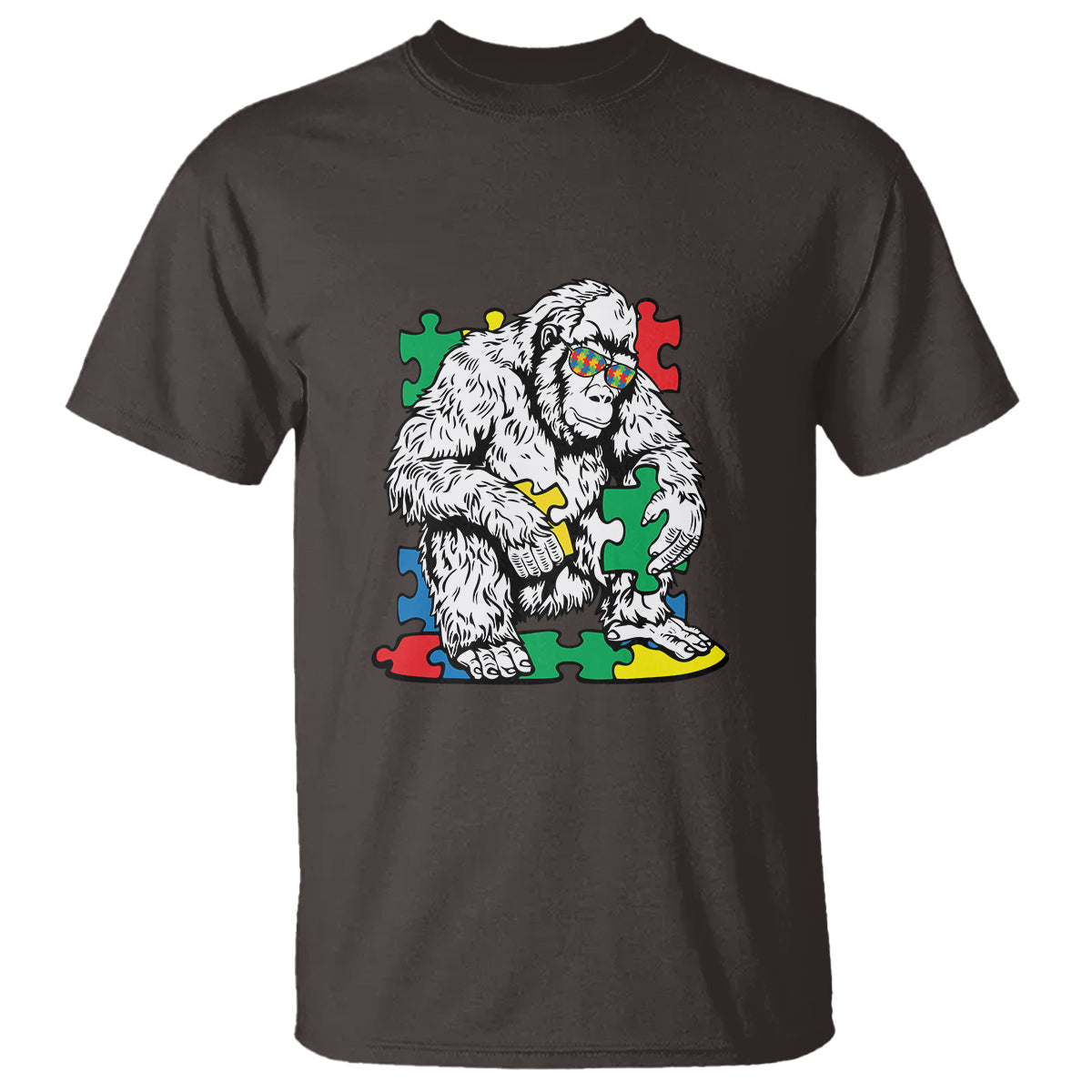 Autism Awareness Bigfoot Puzzle Autistic Warrior T Shirt - Wonder Print Shop