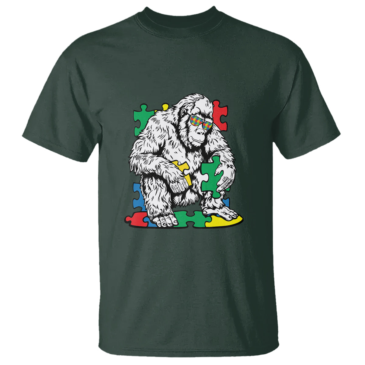 Autism Awareness Bigfoot Puzzle Autistic Warrior T Shirt - Wonder Print Shop