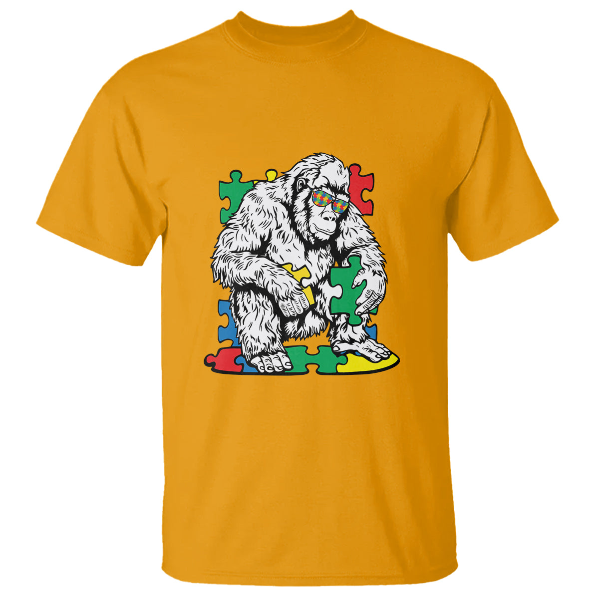 Autism Awareness Bigfoot Puzzle Autistic Warrior T Shirt - Wonder Print Shop