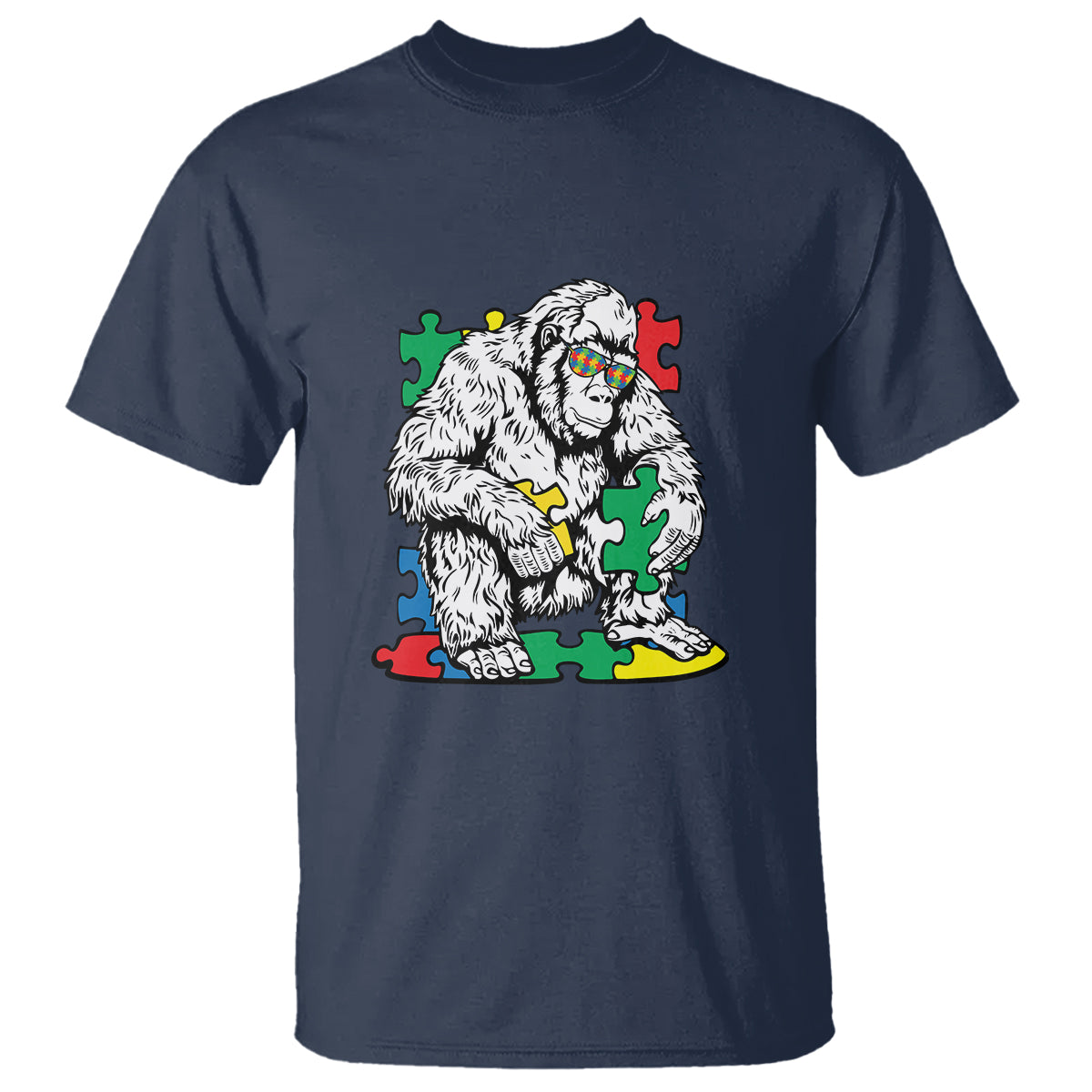 Autism Awareness Bigfoot Puzzle Autistic Warrior T Shirt - Wonder Print Shop