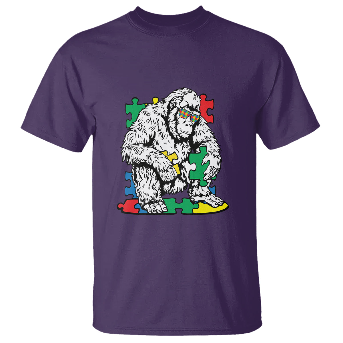 Autism Awareness Bigfoot Puzzle Autistic Warrior T Shirt - Wonder Print Shop