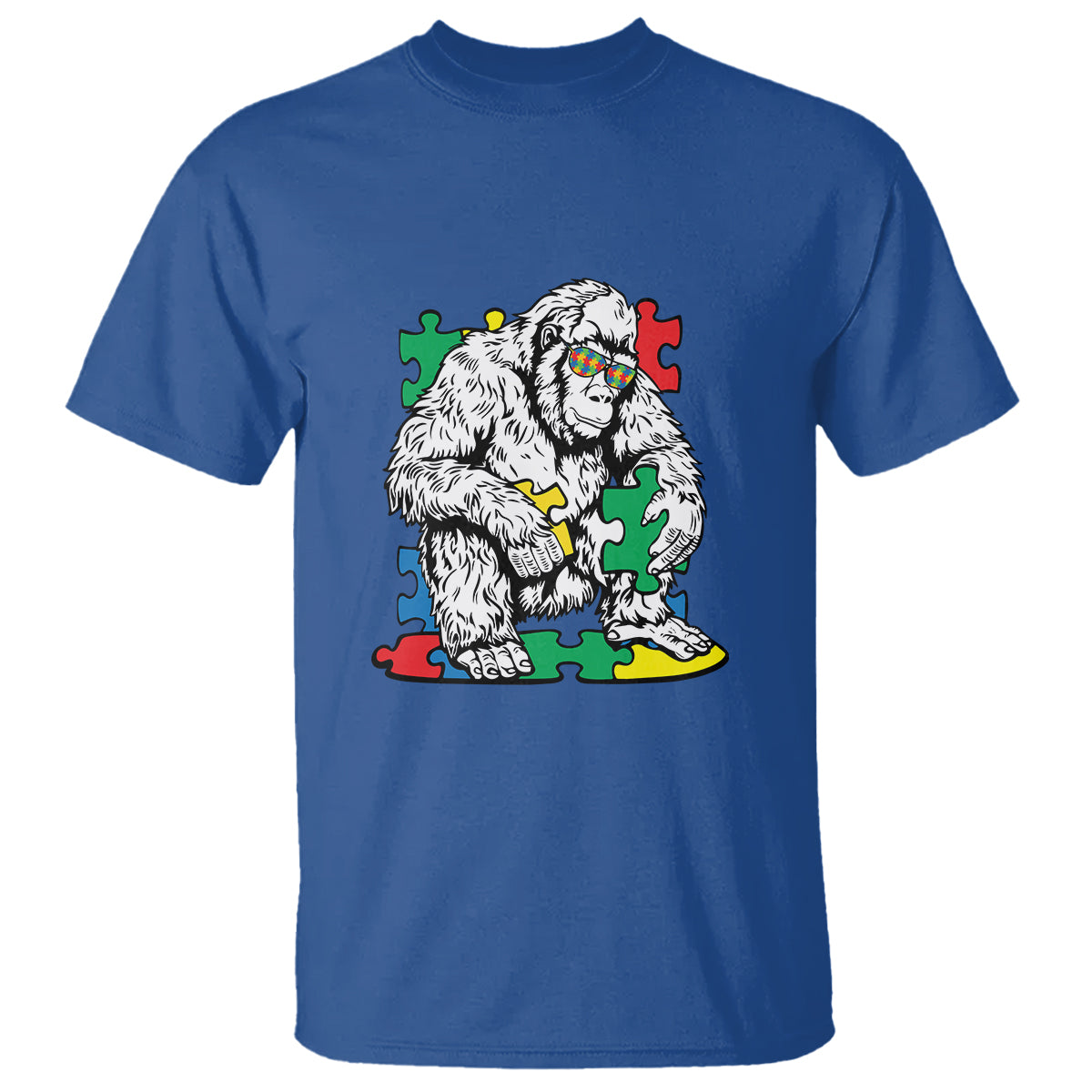 Autism Awareness Bigfoot Puzzle Autistic Warrior T Shirt - Wonder Print Shop