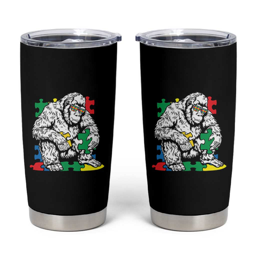 Autism Awareness Bigfoot Puzzle Autistic Warrior Tumbler Cup