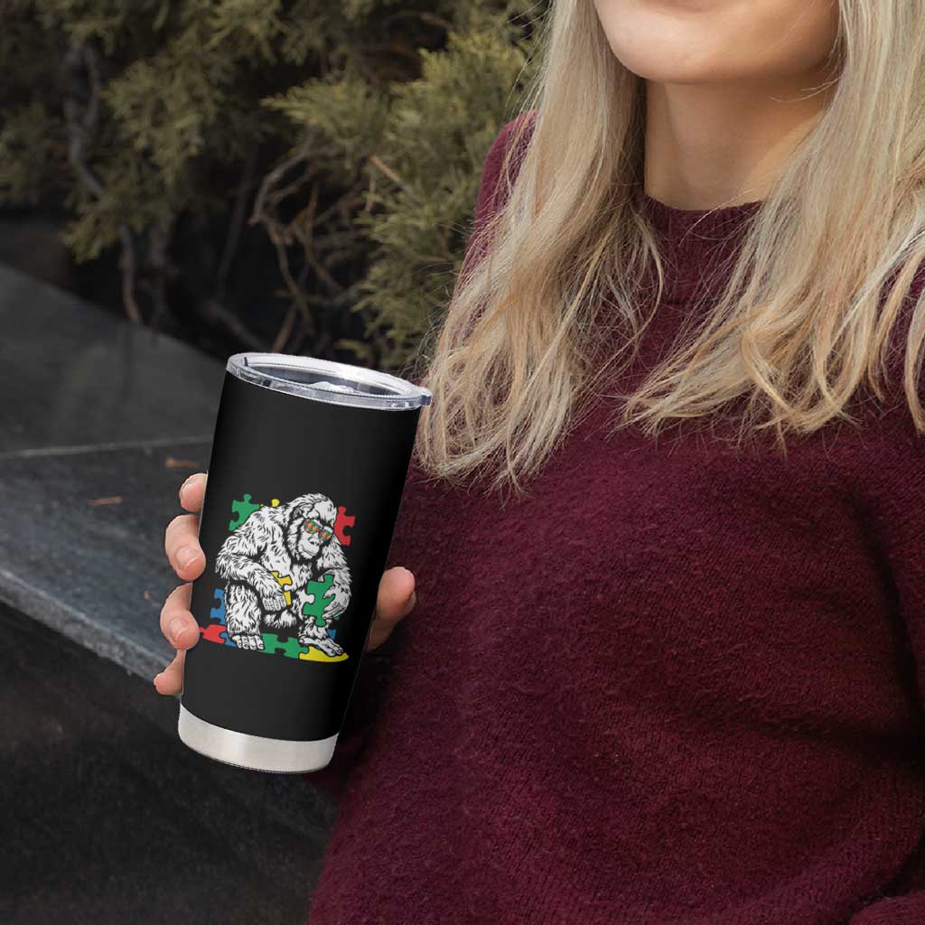 Autism Awareness Bigfoot Puzzle Autistic Warrior Tumbler Cup