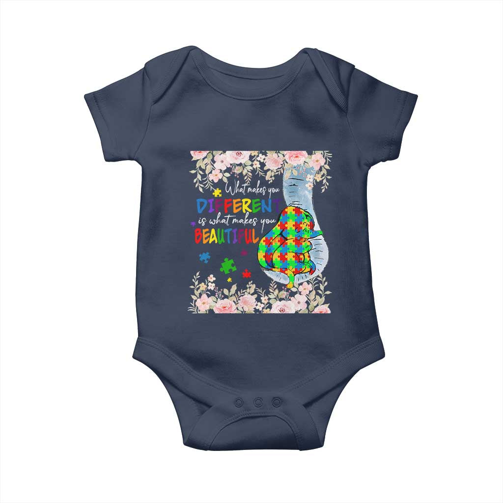 Autism Awareness Baby Onesie What Makes You Different Is What Makes You Beautiful Autistic Elephant Mom
