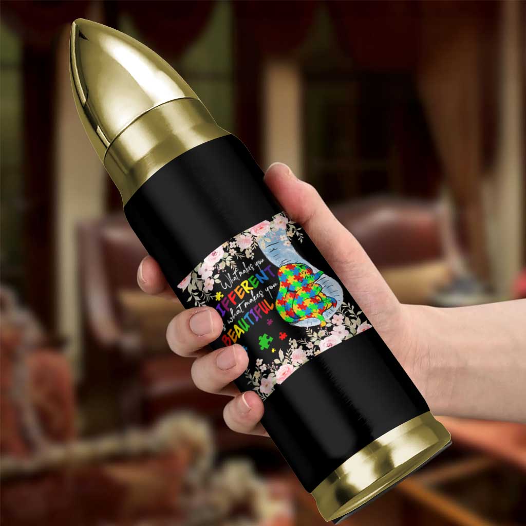 Autism Awareness Bullet Tumbler What Makes You Different Is What Makes You Beautiful Autistic Elephant Mom