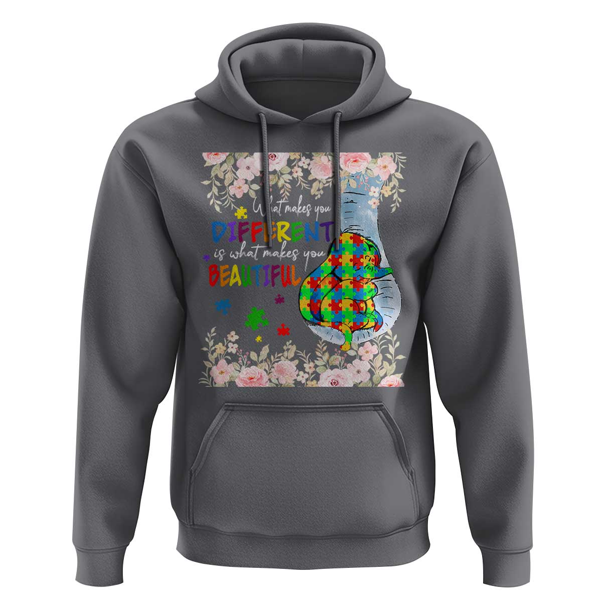 Autism Awareness Hoodie What Makes You Different Is What Makes You Beautiful Autistic Elephant Mom