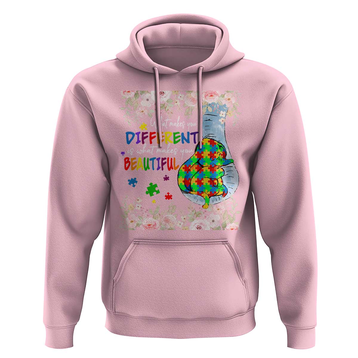 Autism Awareness Hoodie What Makes You Different Is What Makes You Beautiful Autistic Elephant Mom