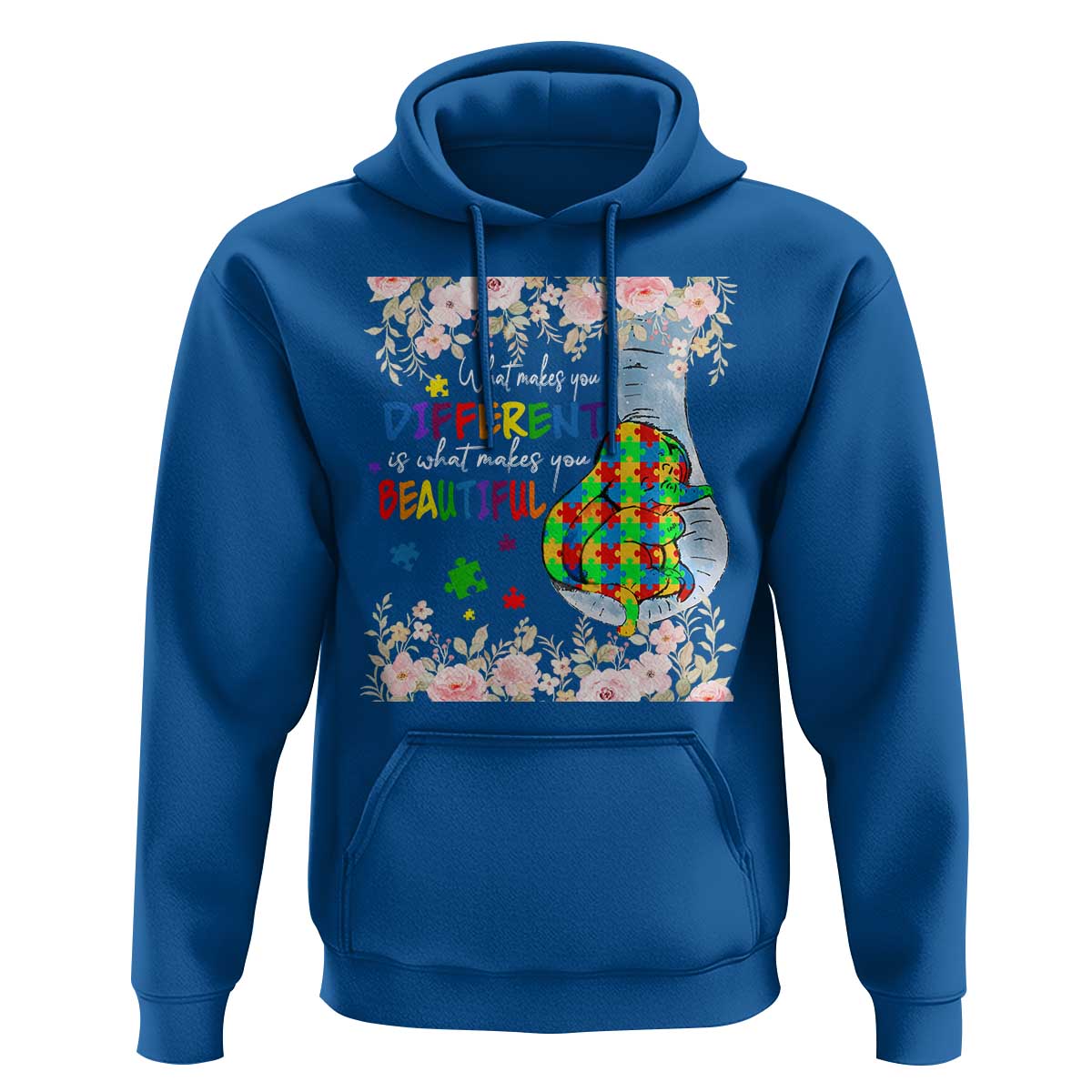 Autism Awareness Hoodie What Makes You Different Is What Makes You Beautiful Autistic Elephant Mom