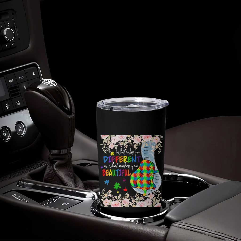 Autism Awareness Tumbler Cup What Makes You Different Is What Makes You Beautiful Autistic Elephant Mom