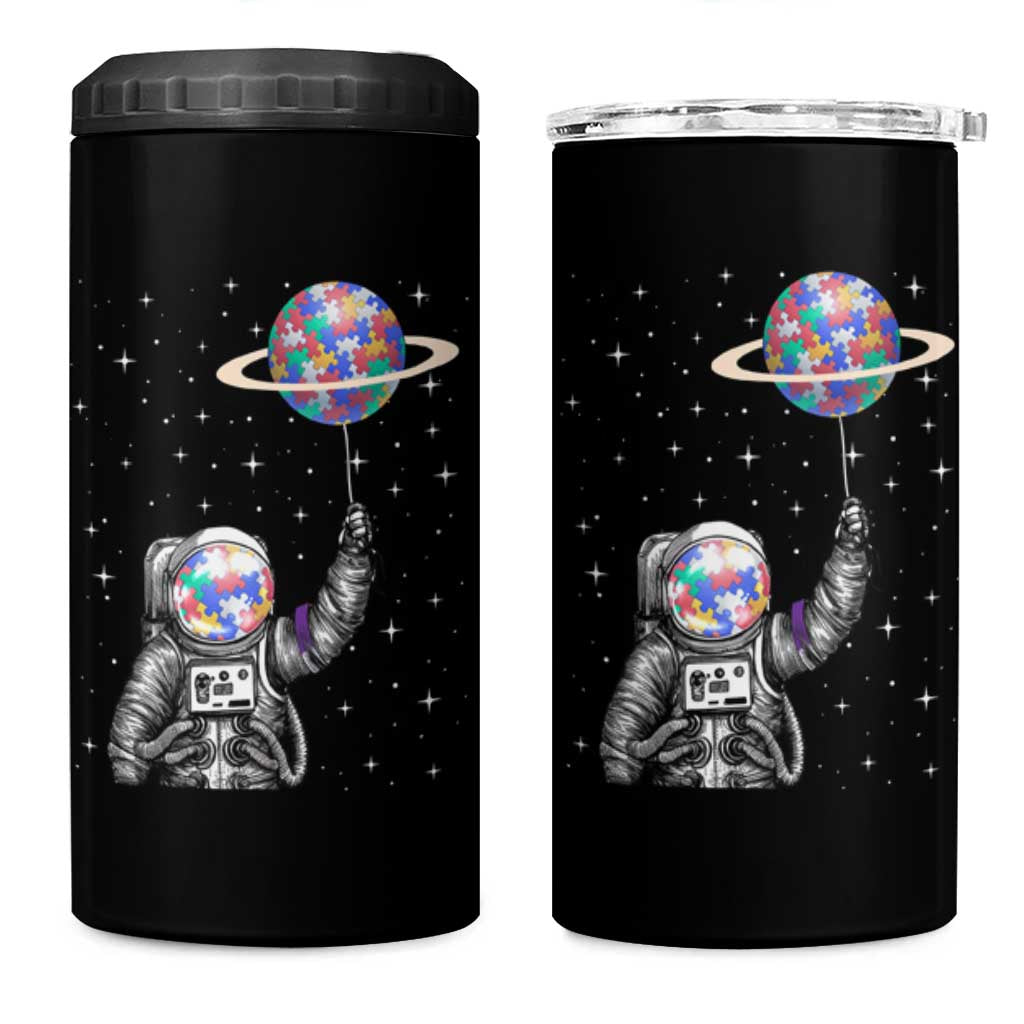 Autism Awareness 4 in 1 Can Cooler Tumbler Astronaut Puzzle Balloon Autistic Outer Space