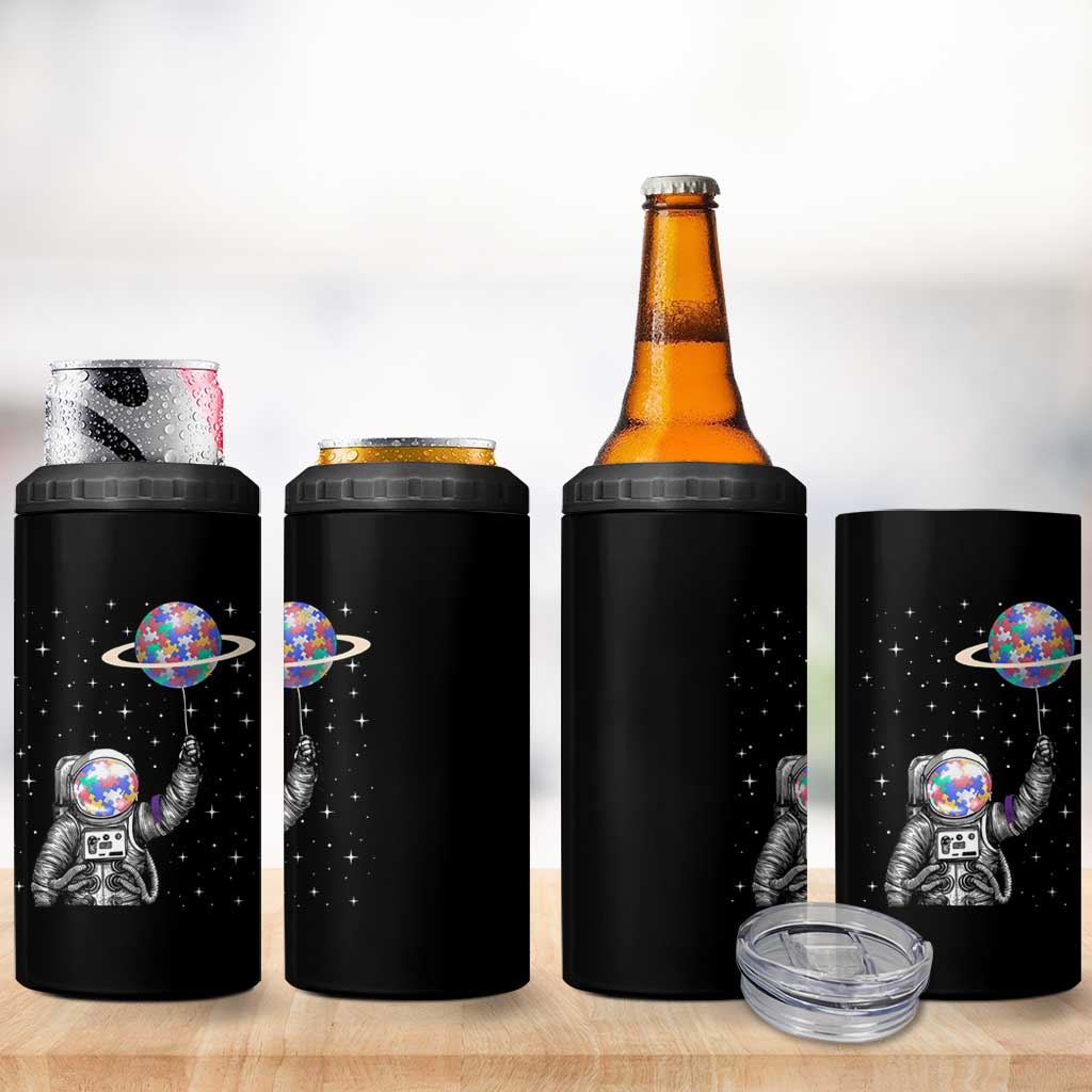 Autism Awareness 4 in 1 Can Cooler Tumbler Astronaut Puzzle Balloon Autistic Outer Space