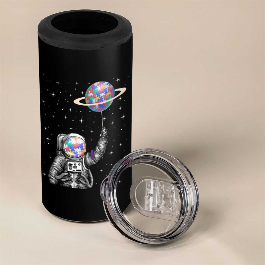 Autism Awareness 4 in 1 Can Cooler Tumbler Astronaut Puzzle Balloon Autistic Outer Space