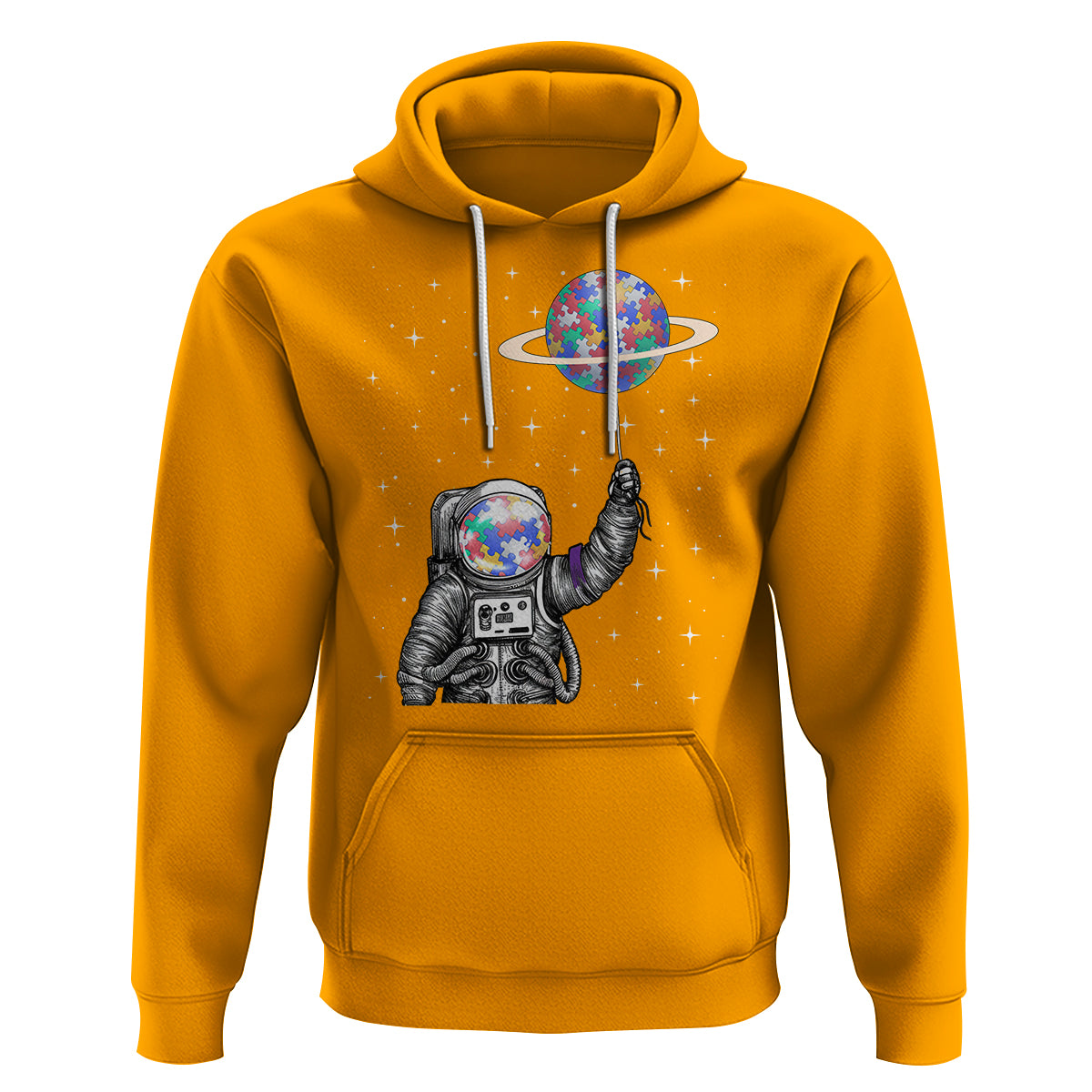 Autism Awareness Hoodie Astronaut Puzzle Balloon Autistic Outer Space - Wonder Print Shop