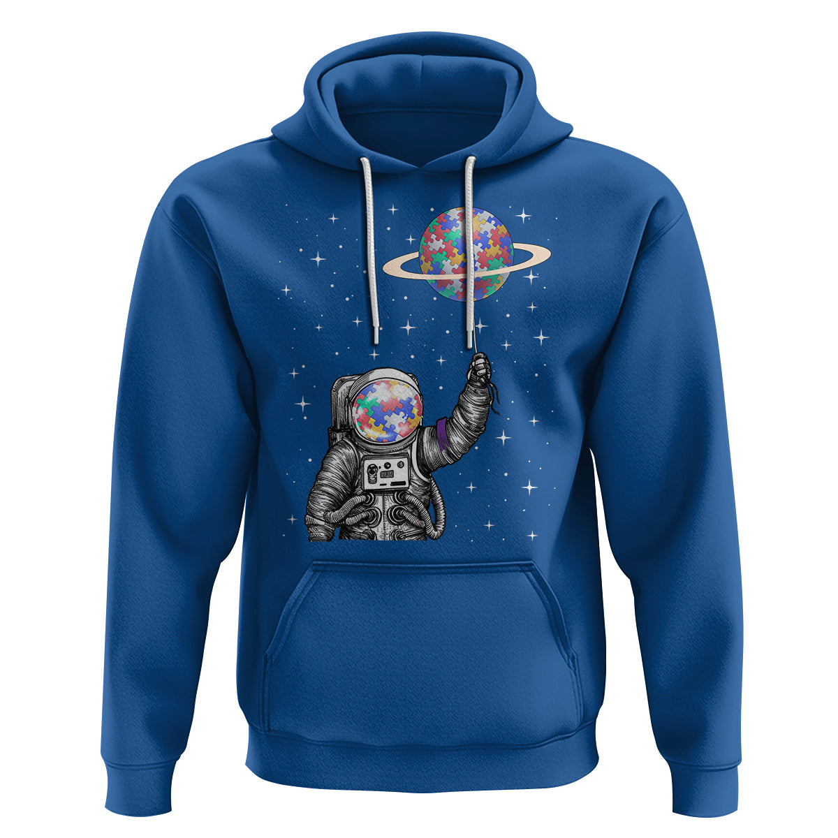 Autism Awareness Hoodie Astronaut Puzzle Balloon Autistic Outer Space - Wonder Print Shop