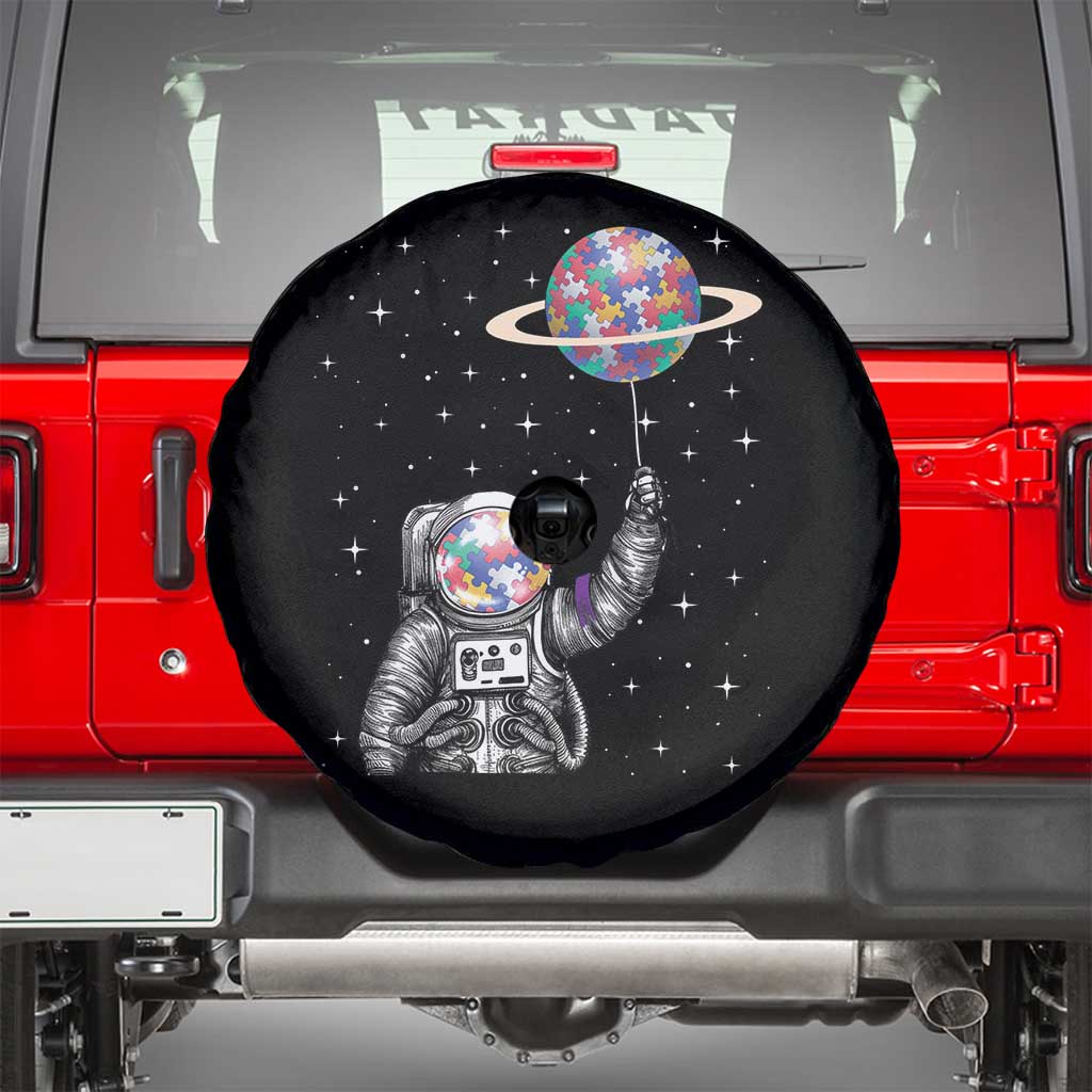 Autism Awareness Spare Tire Cover Astronaut Puzzle Balloon Autistic Outer Space