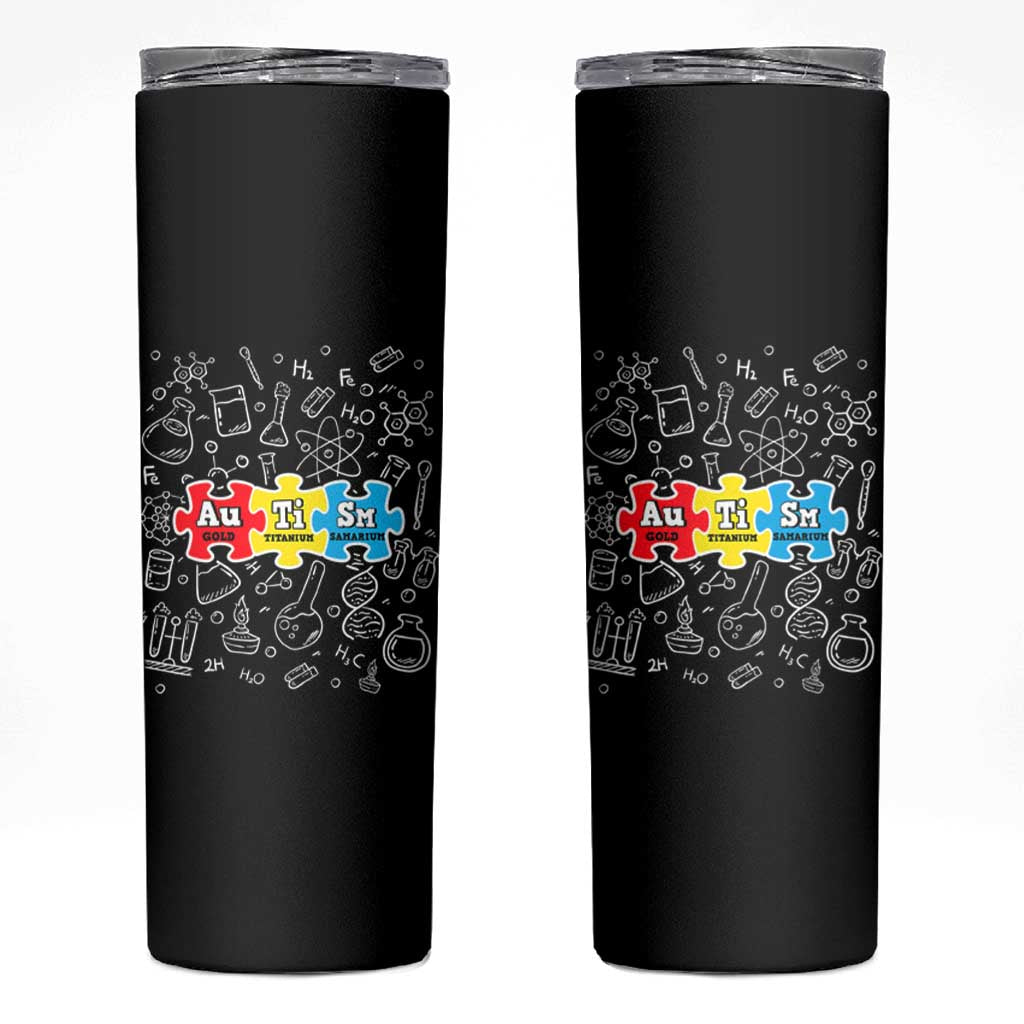Autism Awareness Puzzle Periodic Table Autistic Skinny Tumbler