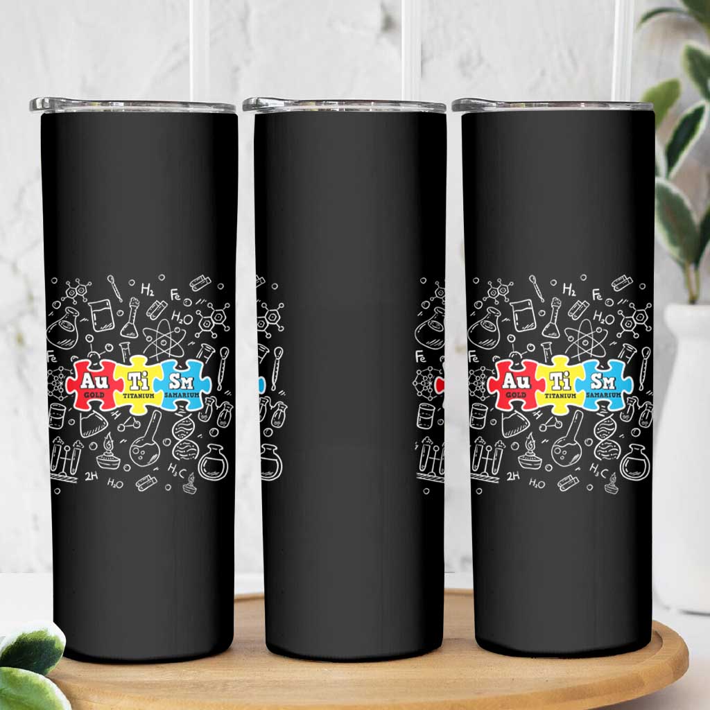 Autism Awareness Puzzle Periodic Table Autistic Skinny Tumbler