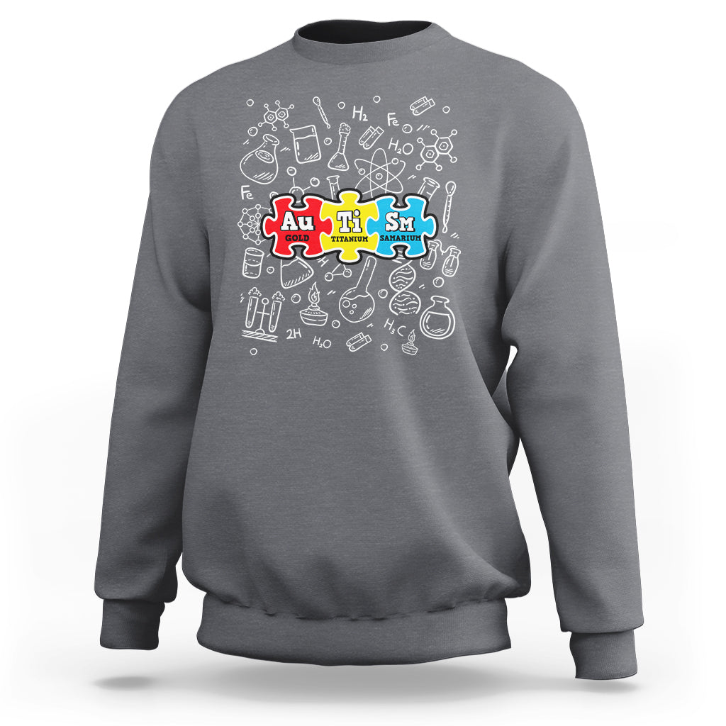 Autism Awareness Puzzle Periodic Table Autistic Sweatshirt - Wonder Print Shop