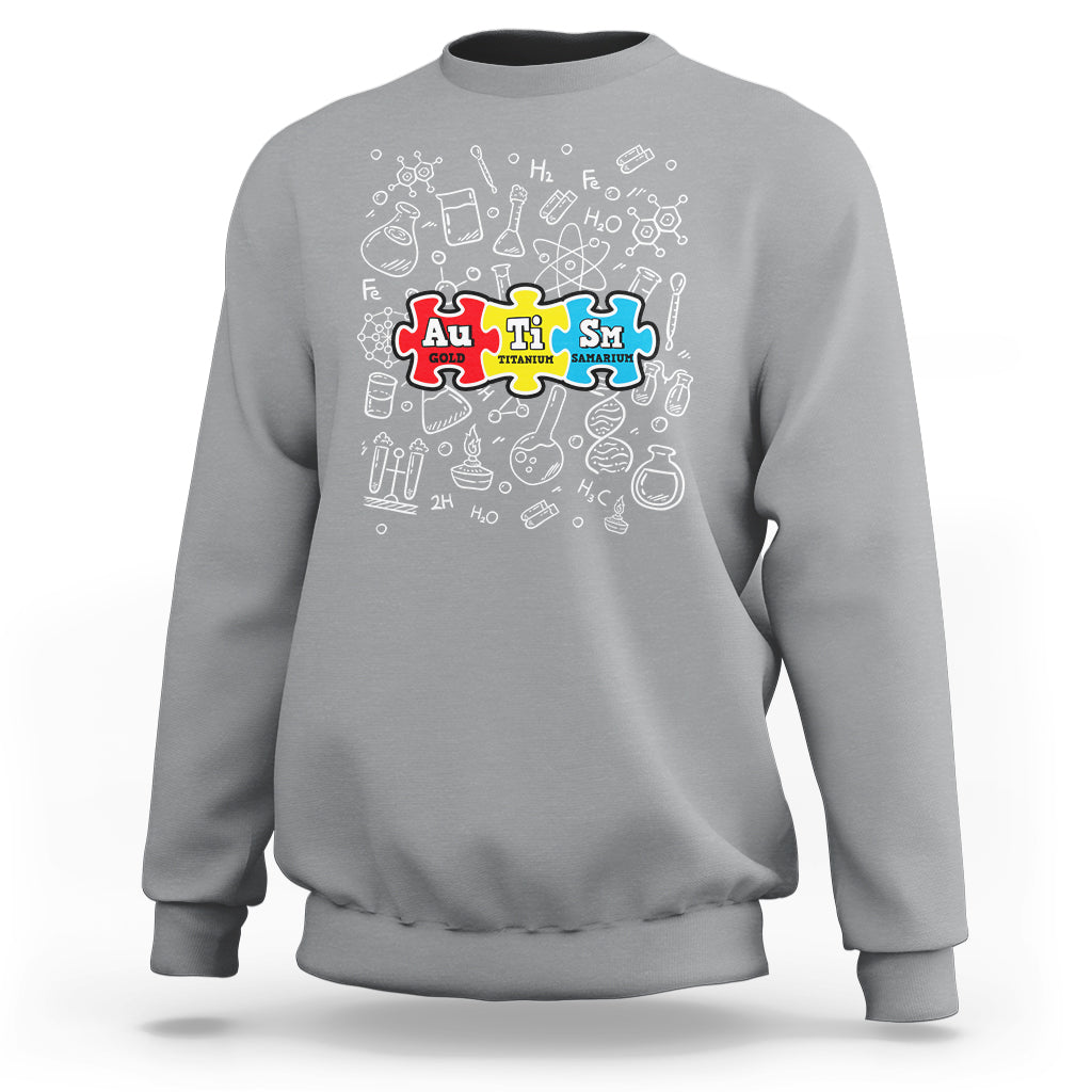 Autism Awareness Puzzle Periodic Table Autistic Sweatshirt - Wonder Print Shop