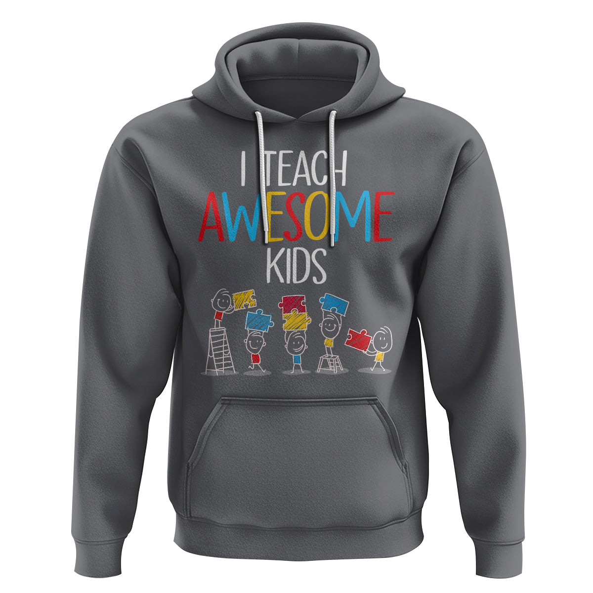 Autism Awareness Hoodie I Teach Awesome Kids Funny Puzzle Special Education Teacher - Wonder Print Shop