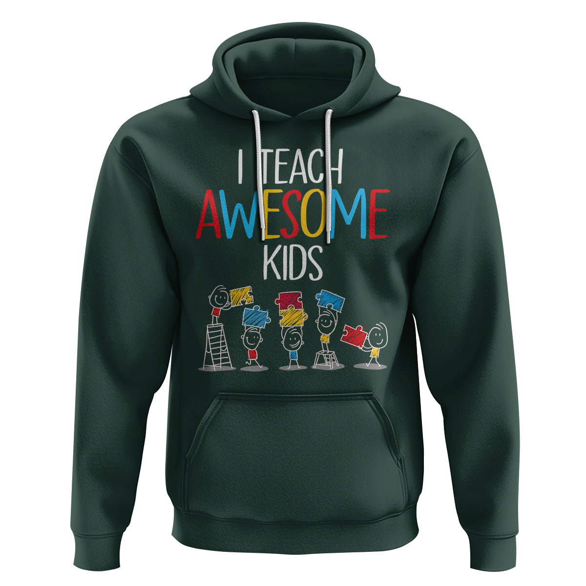Autism Awareness Hoodie I Teach Awesome Kids Funny Puzzle Special Education Teacher - Wonder Print Shop