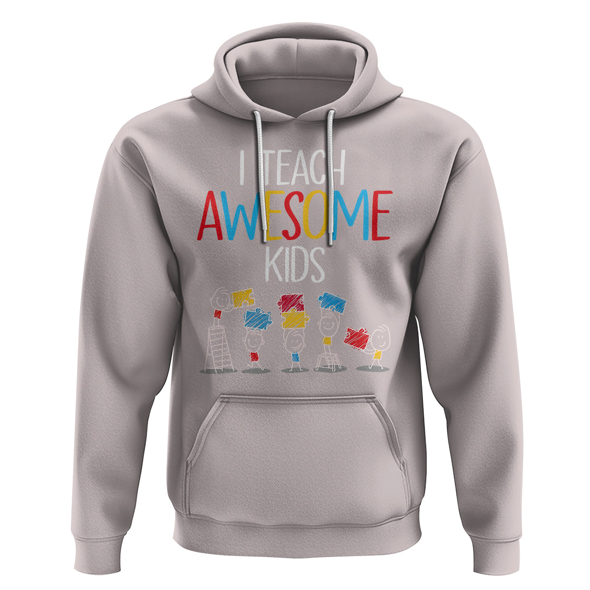 Autism Awareness Hoodie I Teach Awesome Kids Funny Puzzle Special Education Teacher - Wonder Print Shop