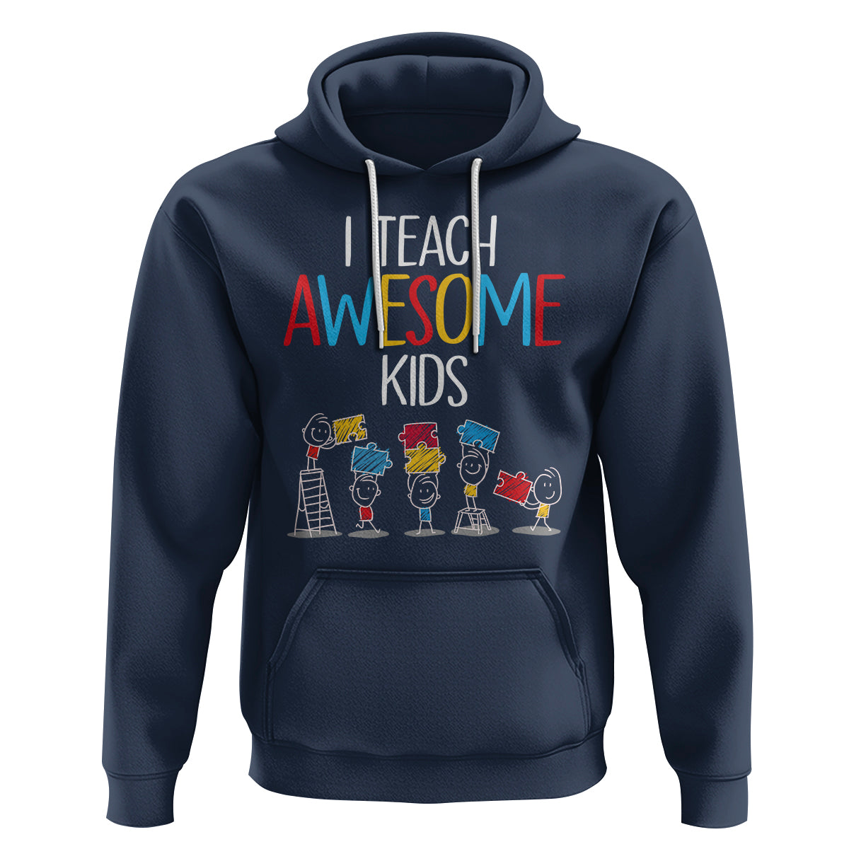 Autism Awareness Hoodie I Teach Awesome Kids Funny Puzzle Special Education Teacher - Wonder Print Shop