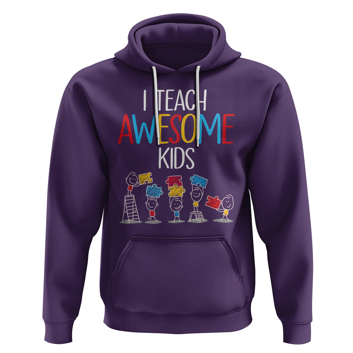 Autism Awareness Hoodie I Teach Awesome Kids Funny Puzzle Special Education Teacher - Wonder Print Shop