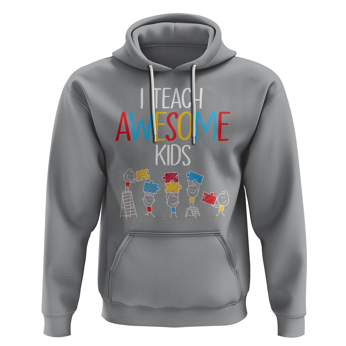 Autism Awareness Hoodie I Teach Awesome Kids Funny Puzzle Special Education Teacher - Wonder Print Shop