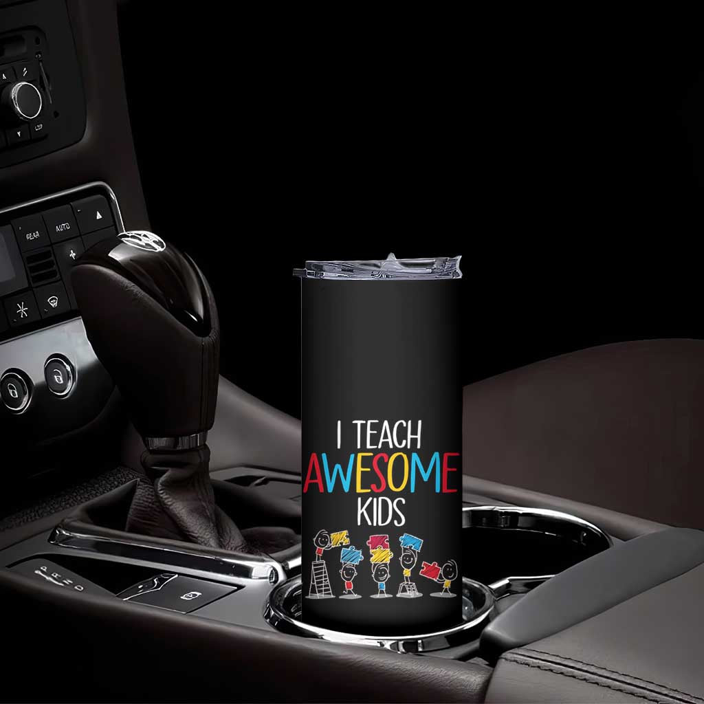 Autism Awareness Skinny Tumbler I Teach Awesome Kids Funny Puzzle Special Education Teacher