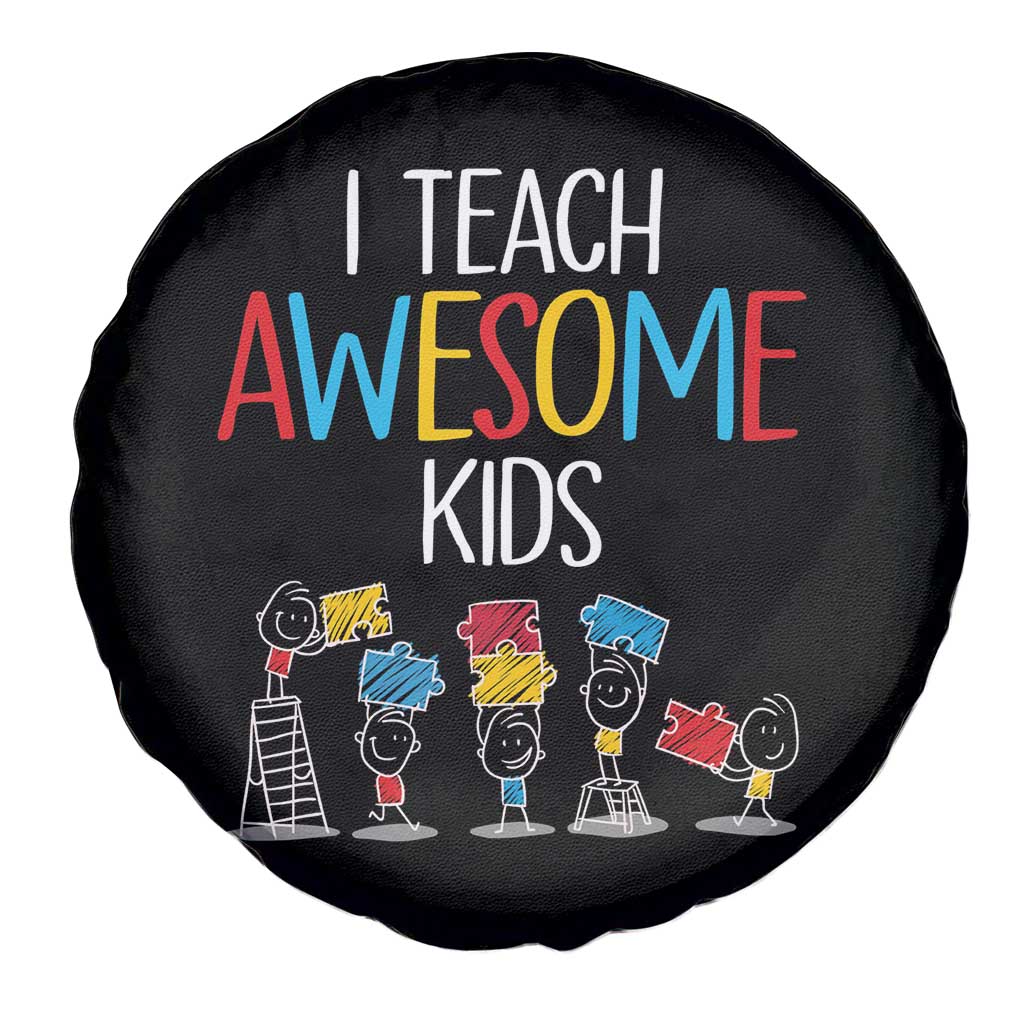Autism Awareness Spare Tire Cover I Teach Awesome Kids Funny Puzzle Special Education Teacher
