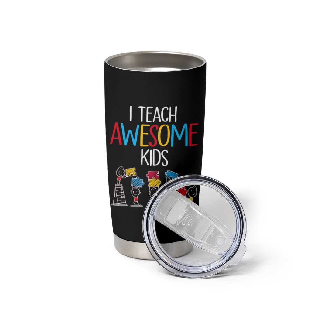 Autism Awareness Tumbler Cup I Teach Awesome Kids Funny Puzzle Special Education Teacher