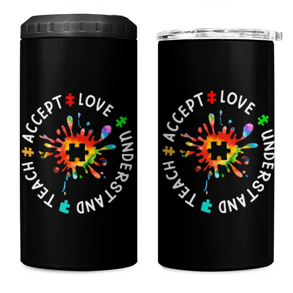 Autism Awareness 4 in 1 Can Cooler Tumbler Special Teacher Teach Accept Understand Love