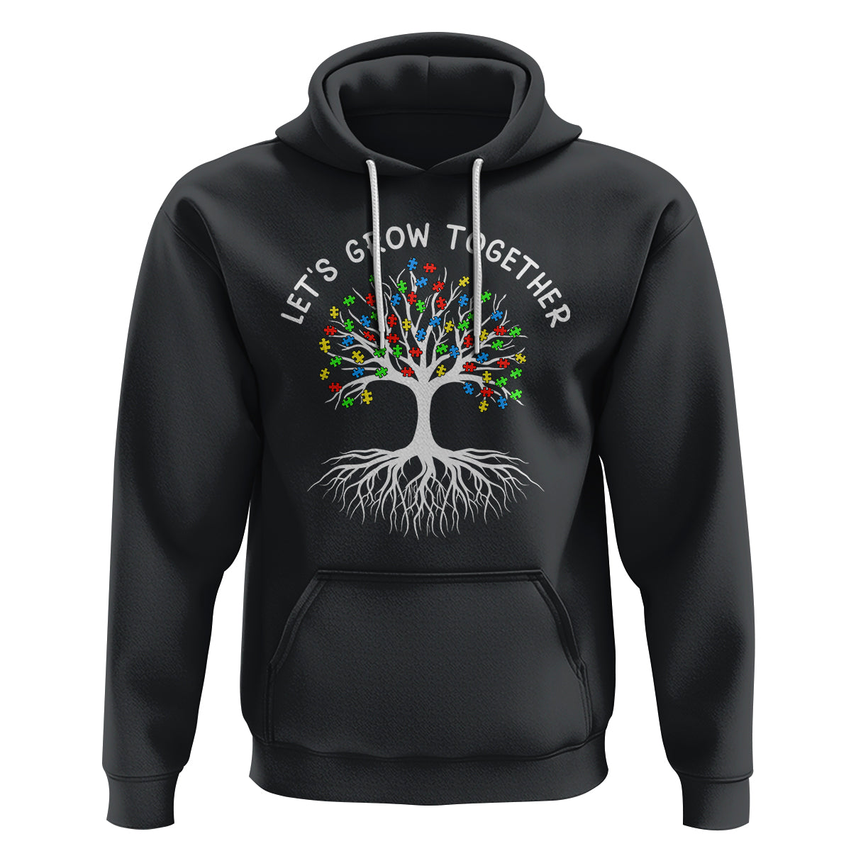 Autism Awareness Hoodie Let's Grow Together Puzzle Flowers - Wonder Print Shop