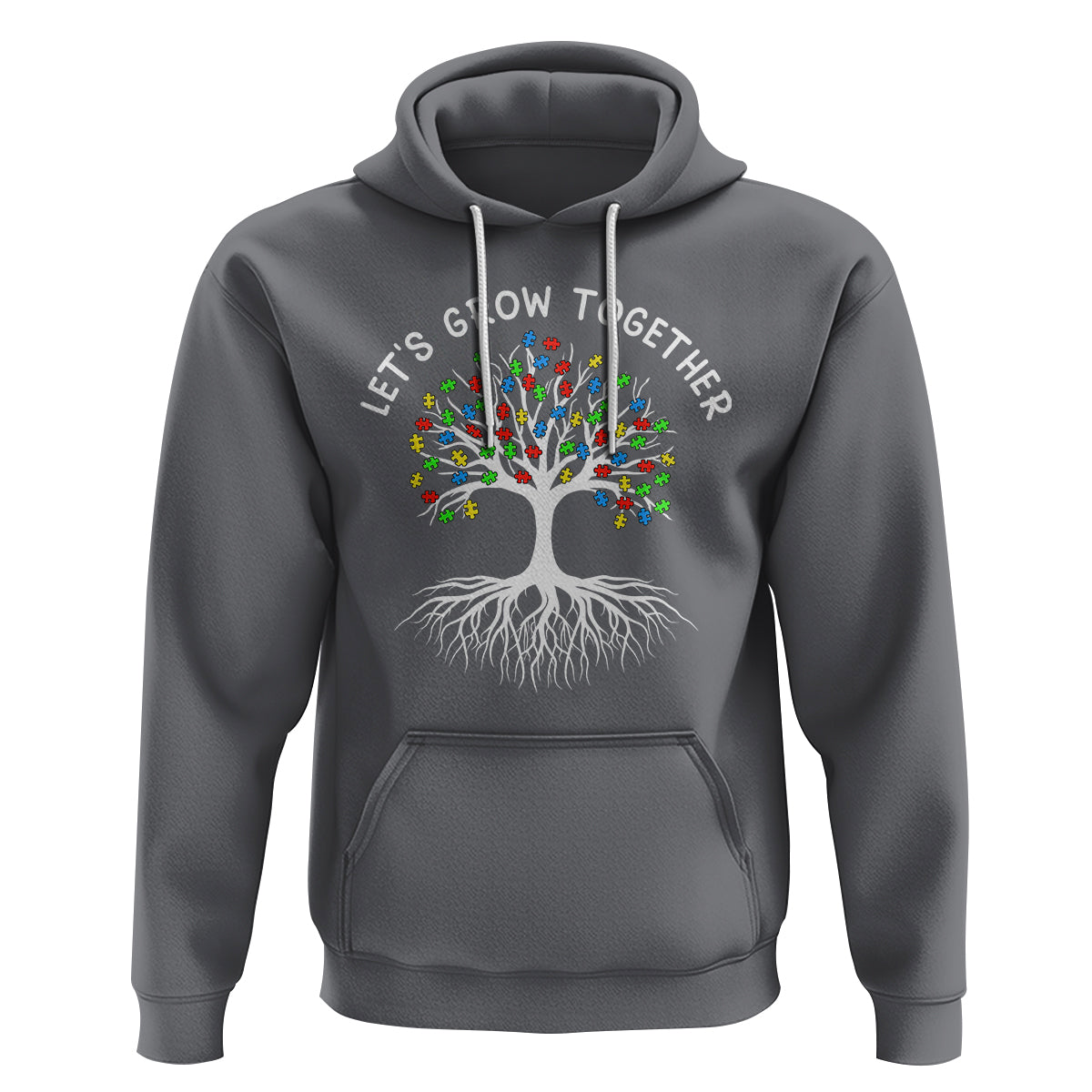 Autism Awareness Hoodie Let's Grow Together Puzzle Flowers - Wonder Print Shop