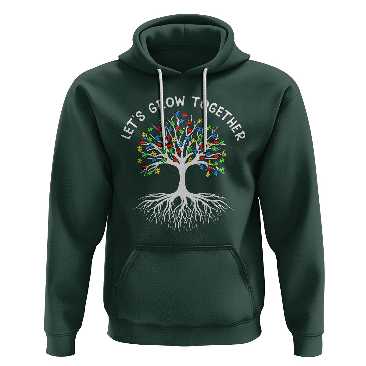 Autism Awareness Hoodie Let's Grow Together Puzzle Flowers - Wonder Print Shop