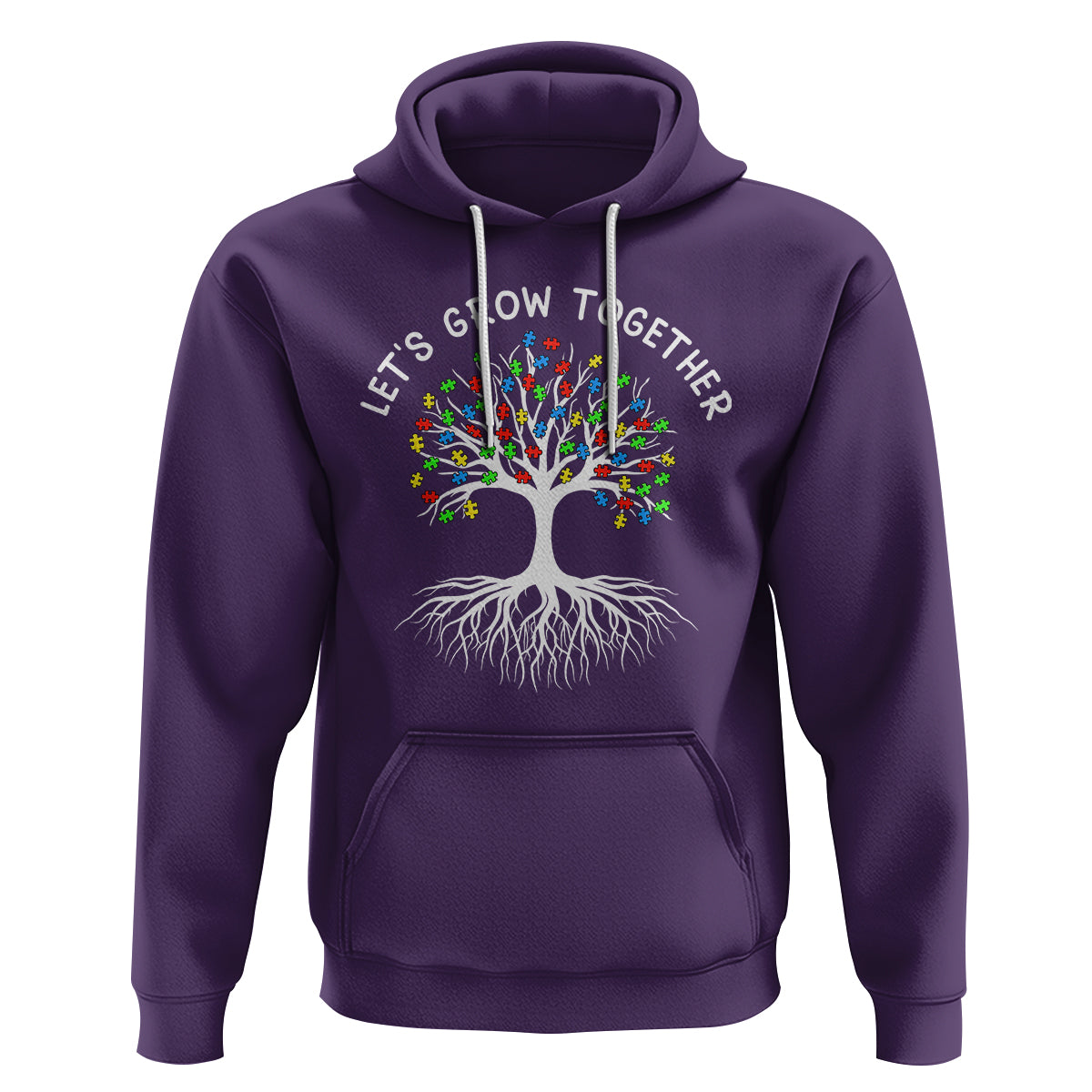 Autism Awareness Hoodie Let's Grow Together Puzzle Flowers - Wonder Print Shop