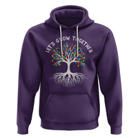 Autism Awareness Hoodie Let's Grow Together Puzzle Flowers - Wonder Print Shop