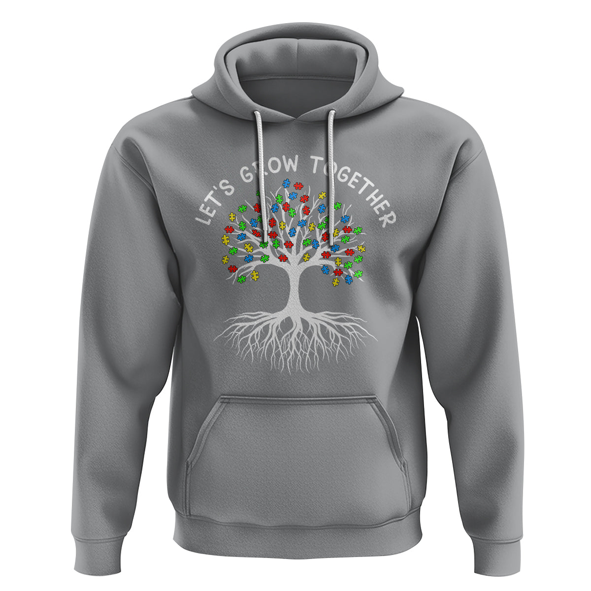 Autism Awareness Hoodie Let's Grow Together Puzzle Flowers - Wonder Print Shop