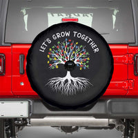 Autism Awareness Spare Tire Cover Let's Grow Together Puzzle Flowers